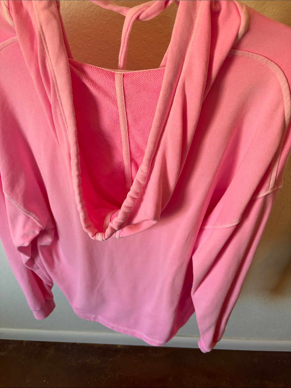 Old Navy Pink V-Neck Hooded Lightweight Tunic Length Pullover Hoodie size small - Picture 7 of 11